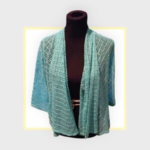 Ruby Rd. Women's Open Knit Cardigan - Aqua